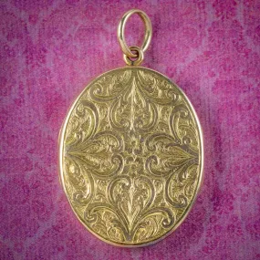 Antique Victorian Chased Family Locket 15ct Gold