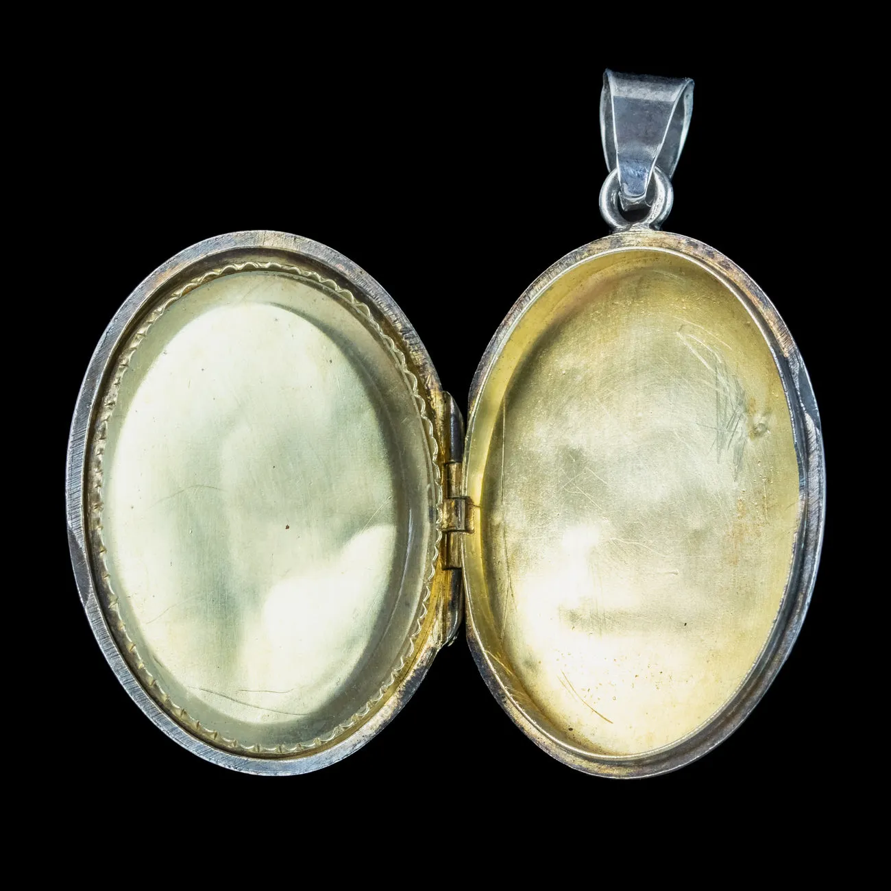 Antique Victorian French Floral Locket Silver Gold Gilt