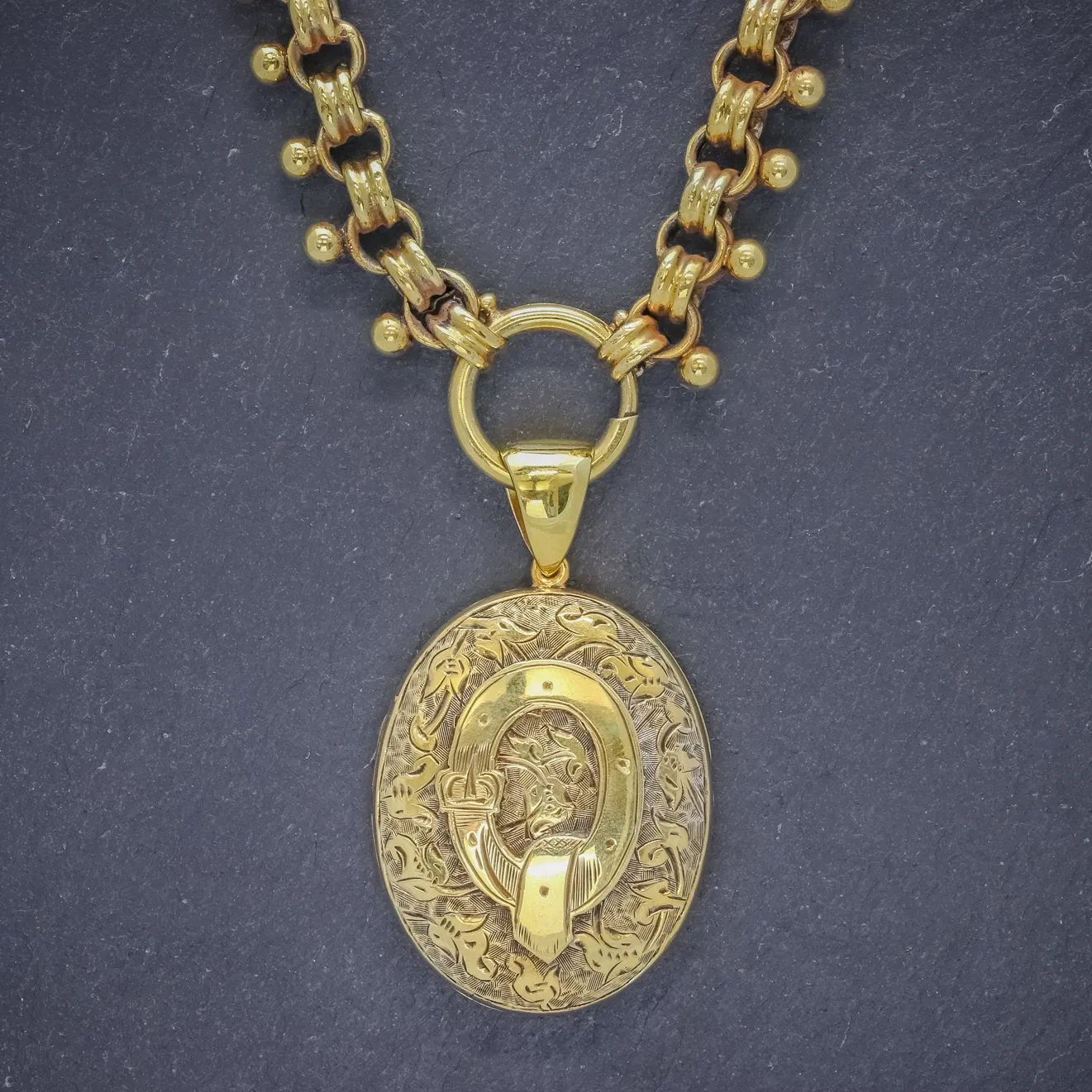 Antique Victorian Locket Collar Necklace 18Ct Gold On Silver Circa 1880