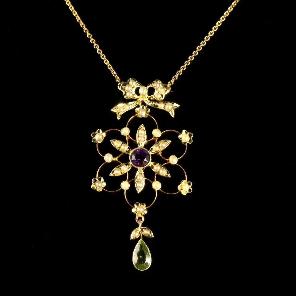 Antique Victorian Suffragette 15Ct Gold Necklace Circa 1900