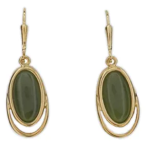 Ariki 22K Gold and Jade Oval Earrings