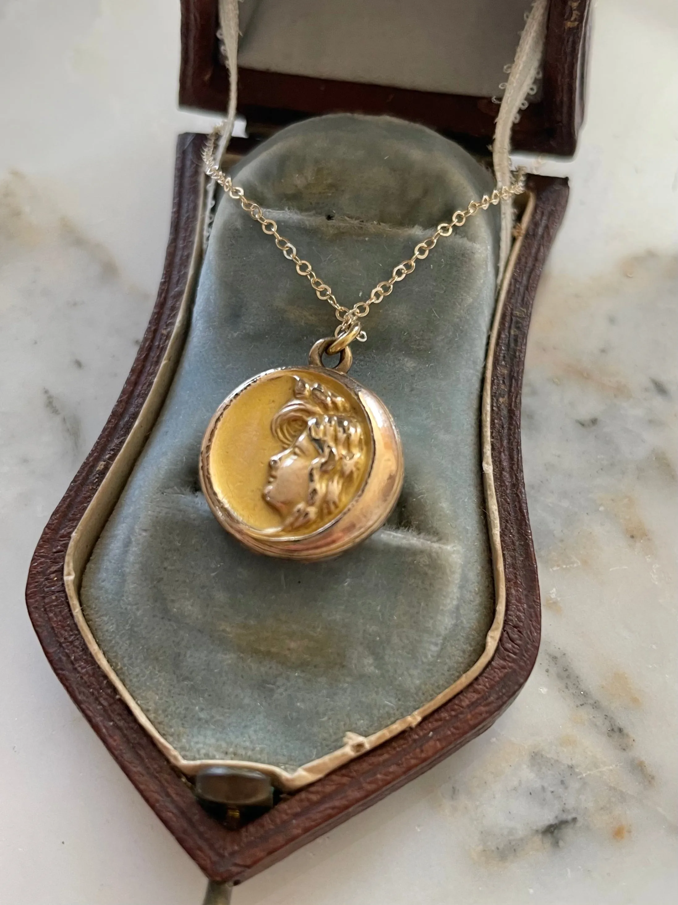 Art Nouveau Woman in the Moon Locket