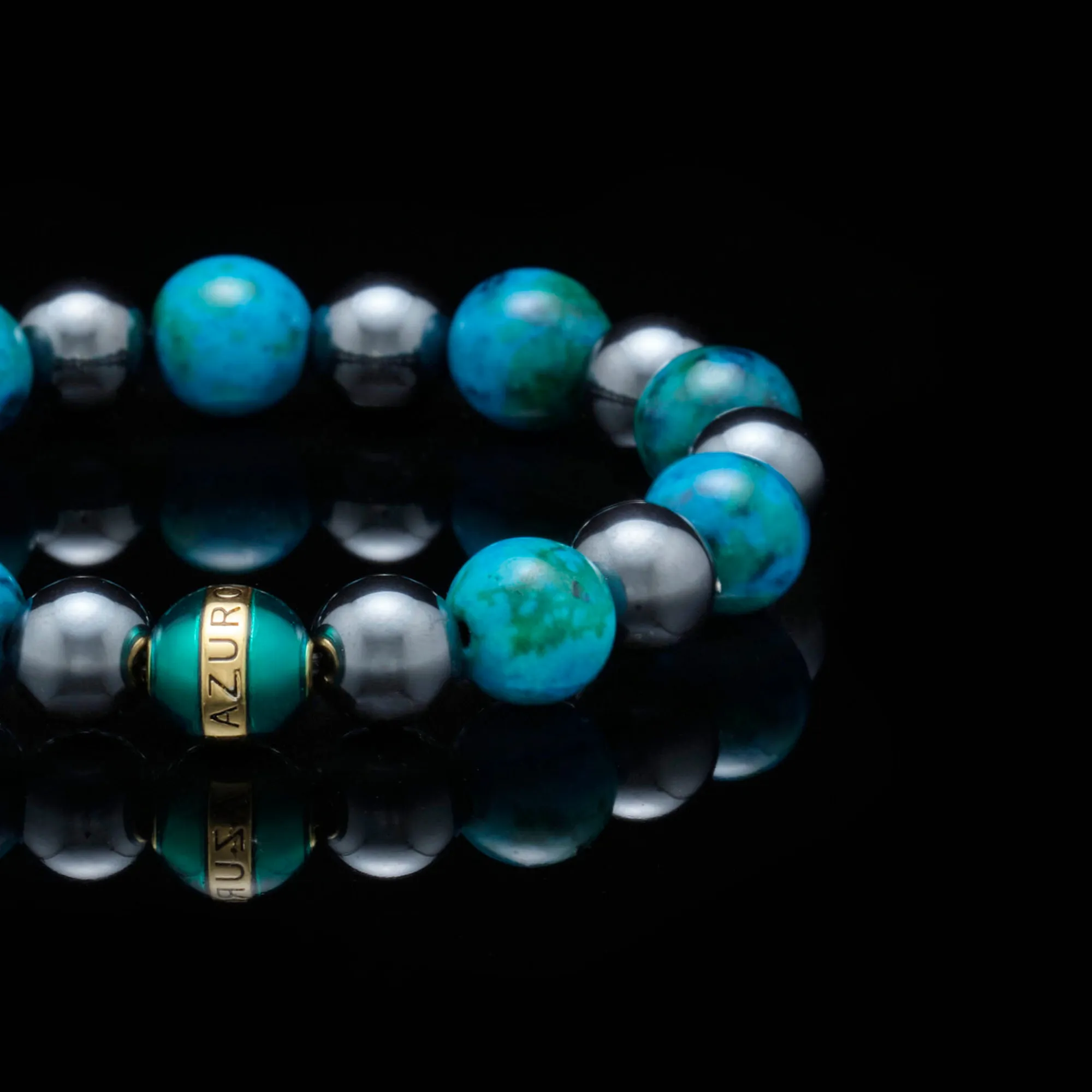 Artemis | Gold Enamel Hematite Turquoise Beaded Bracelet