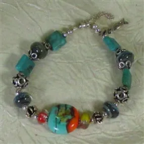 Artisan Bead Beaded Bracelet in a Tropical Sea Motif