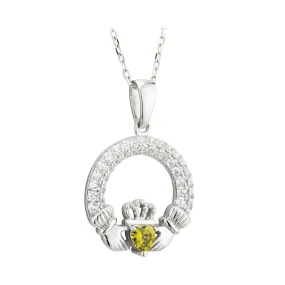 August Birthstone Claddagh Necklace