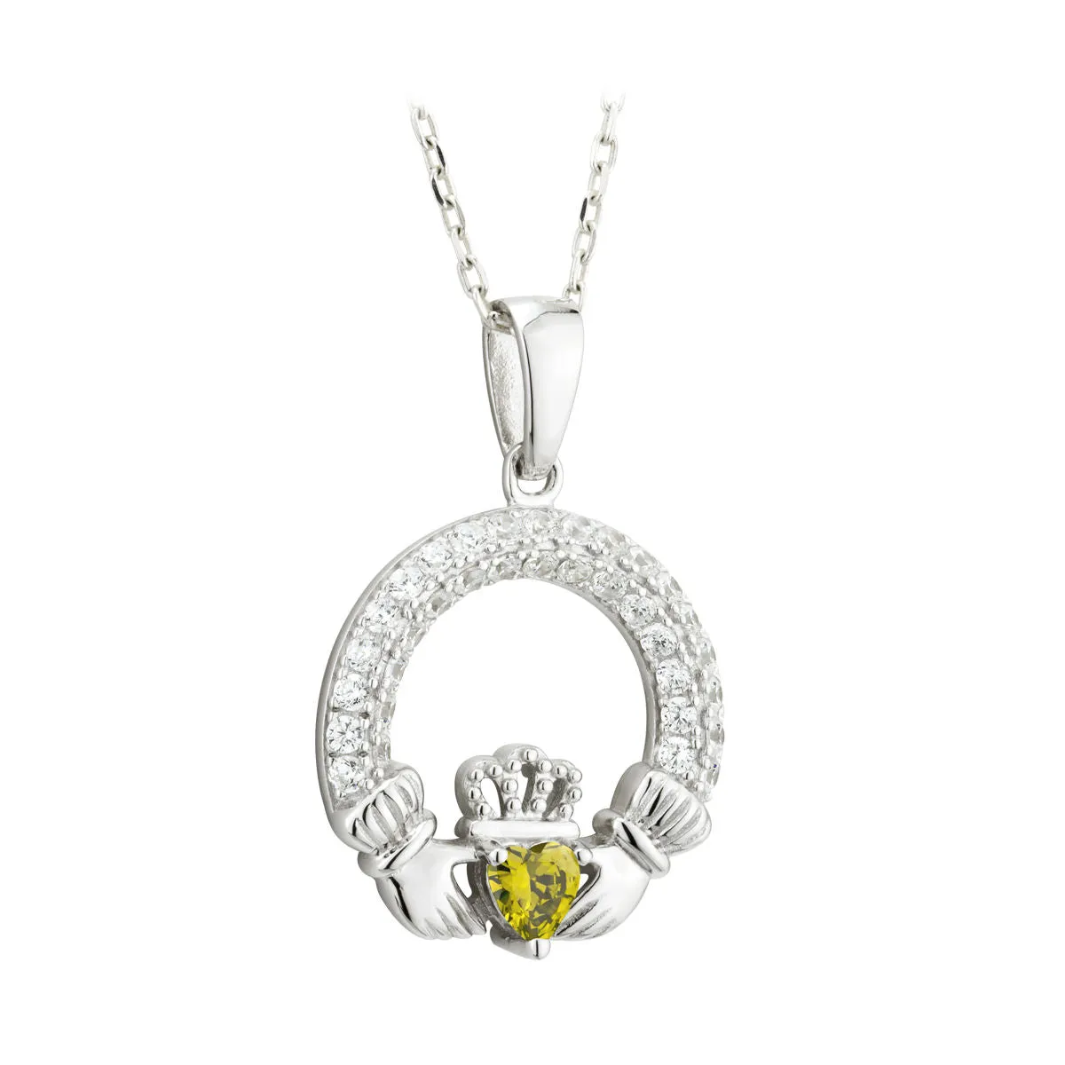 August Birthstone Claddagh Necklace