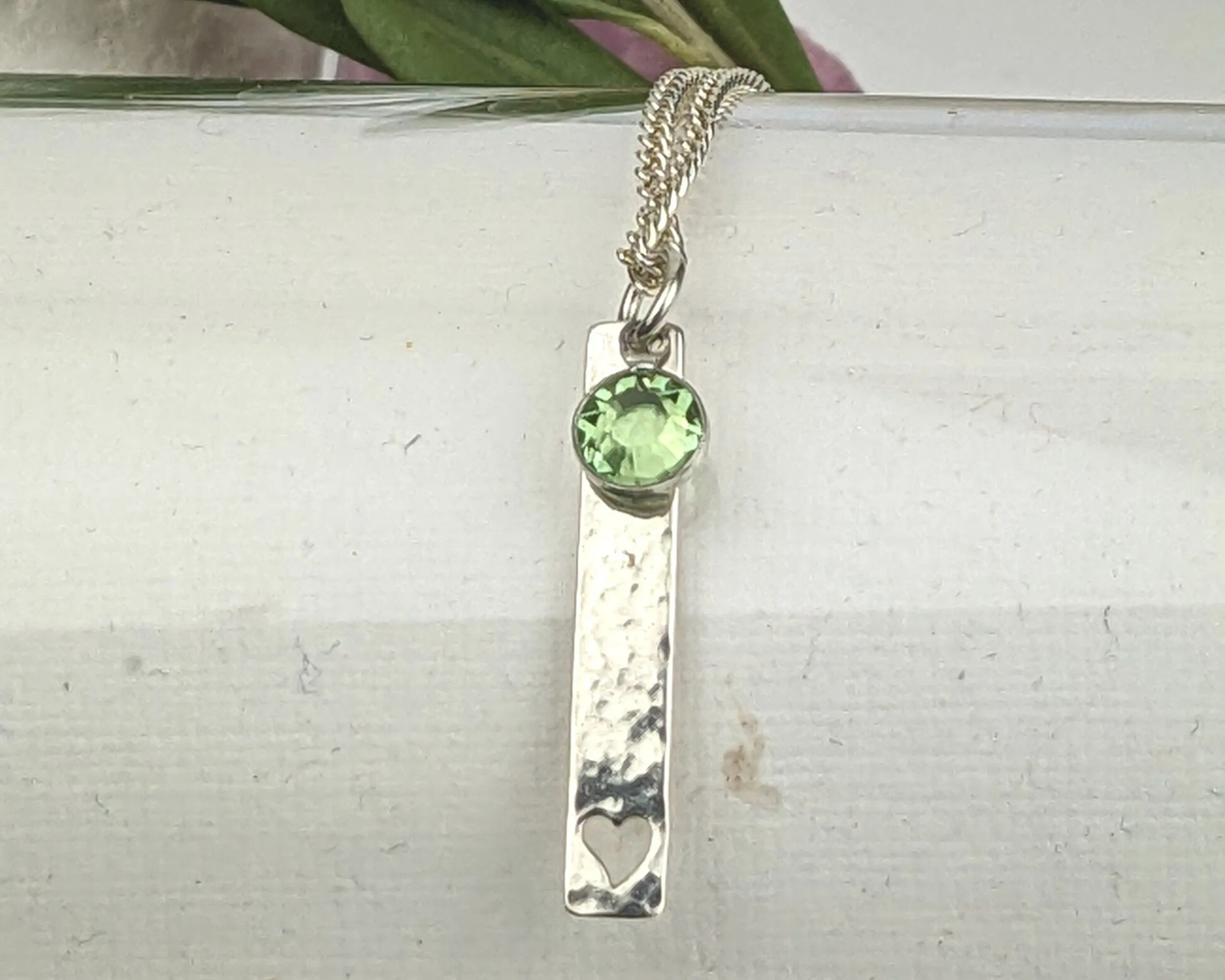 August Birthstone Minimalist Necklace// Swarovski Peridot crystal pendant, August Leo Virgo birthday gift