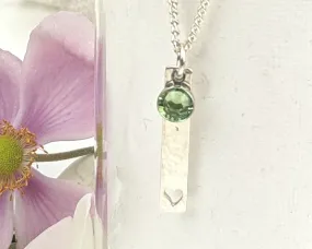 August Birthstone Minimalist Necklace// Swarovski Peridot crystal pendant, August Leo Virgo birthday gift