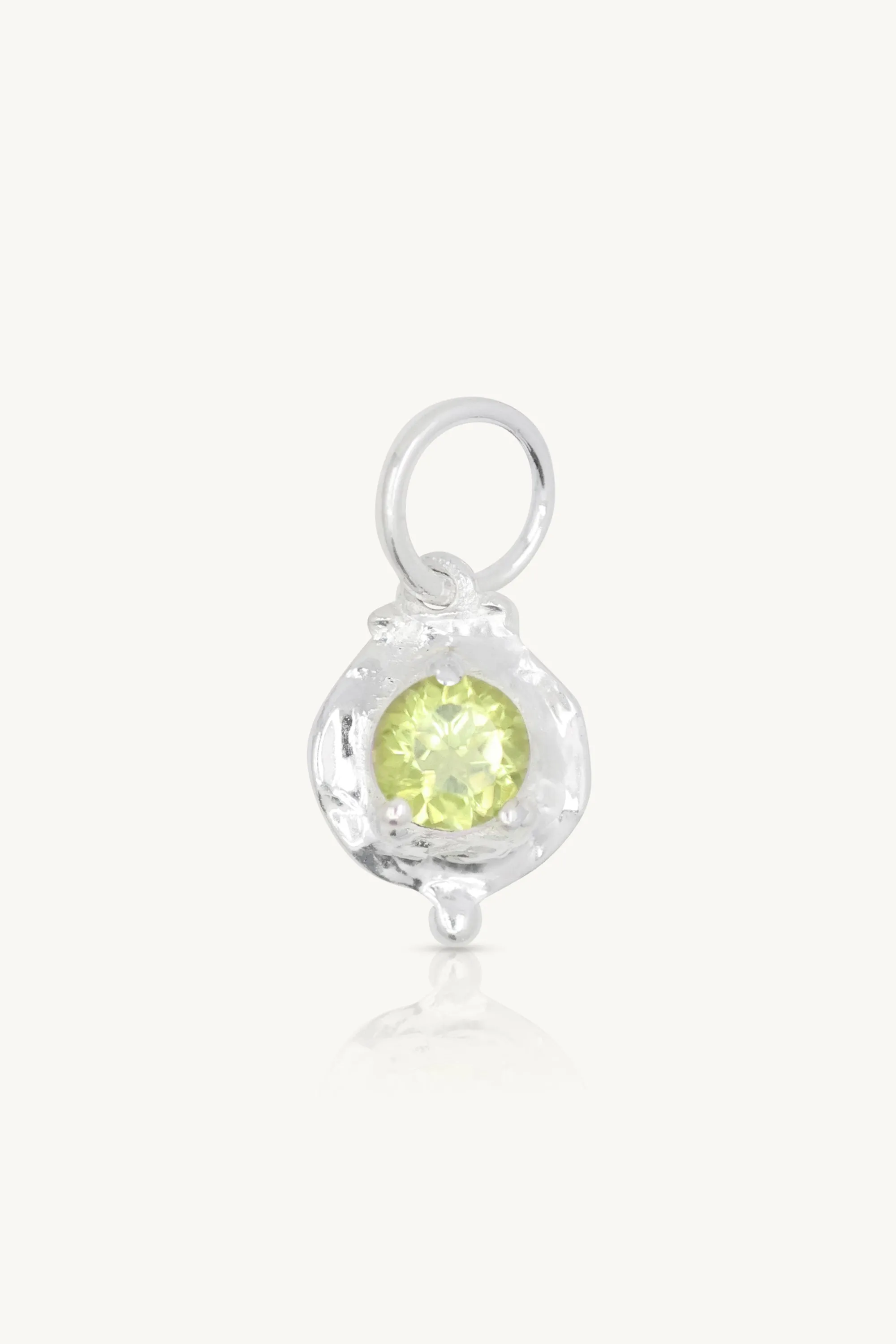 August Peridot Silver Birthstone Necklace Charm