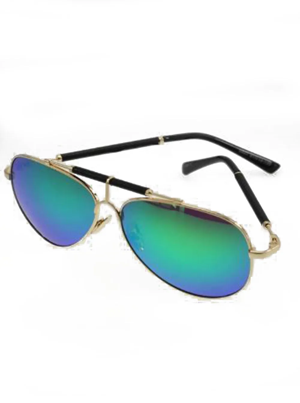 Aviator PU Leather Brow Bar Mirror Sunglasses