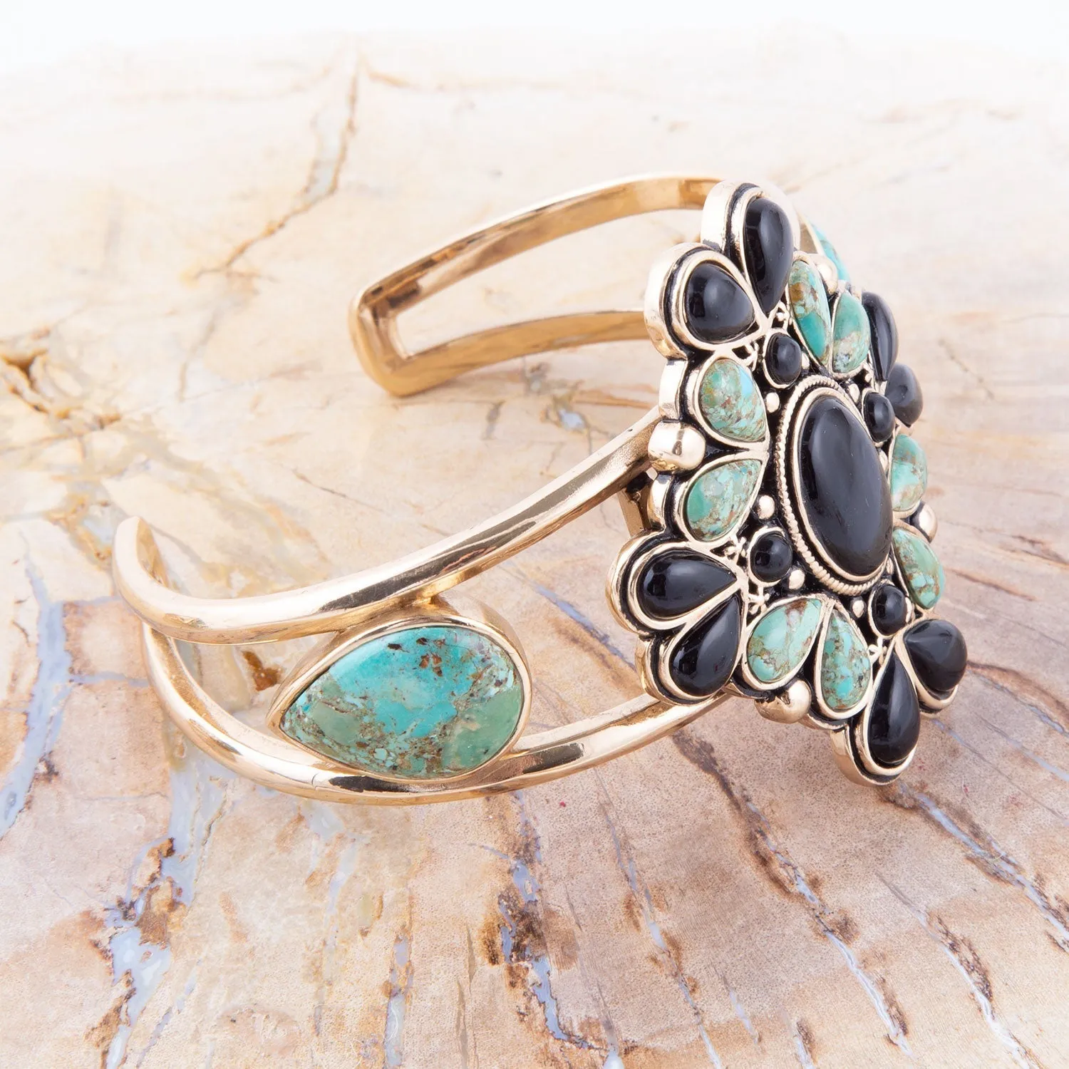 Barcelona Turquoise Onyx Statement Cuff Bracelet