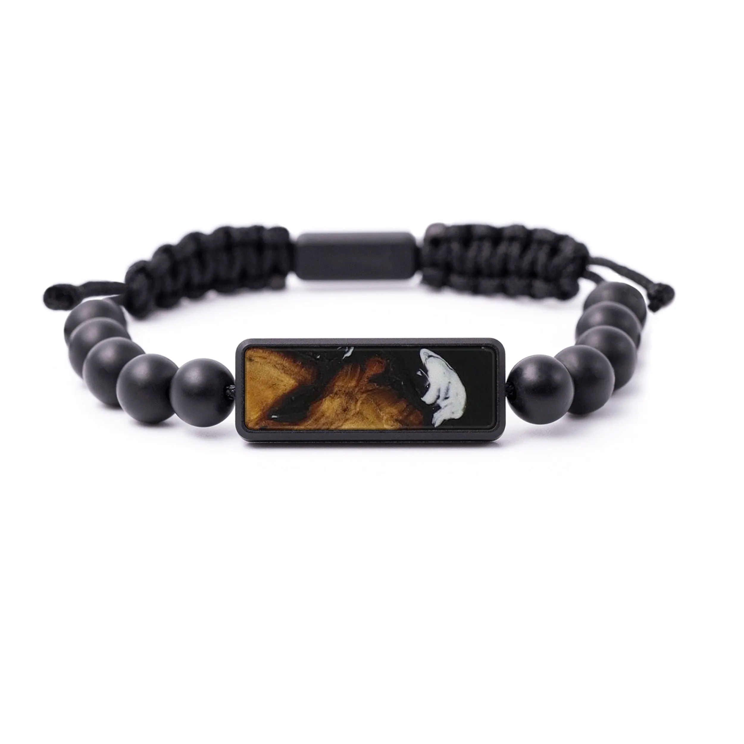 Bead Wood Resin Bracelet - Arnav (Black & White, 591341)