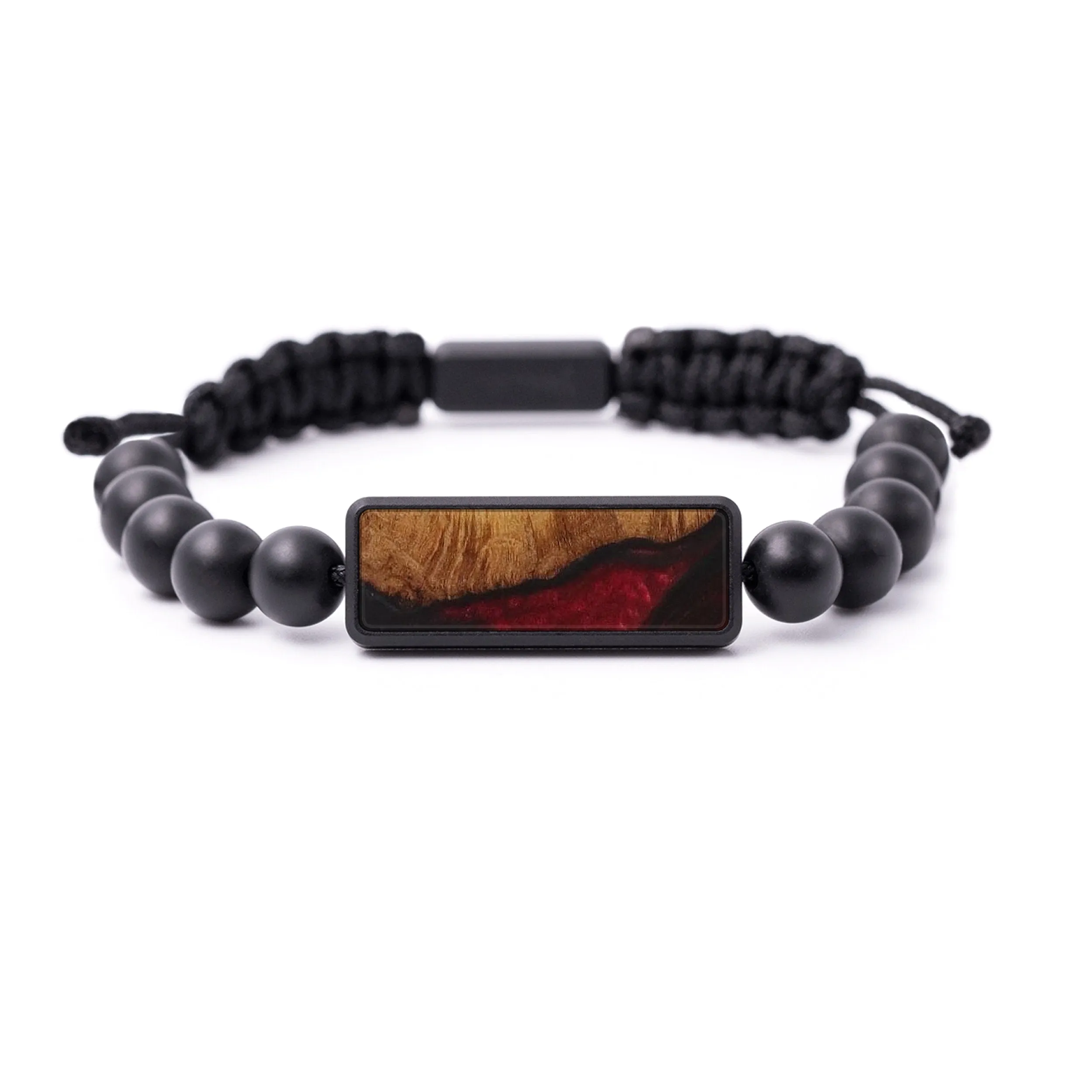 Bead Wood Resin Bracelet - Brenn (Dark Red, 589698)