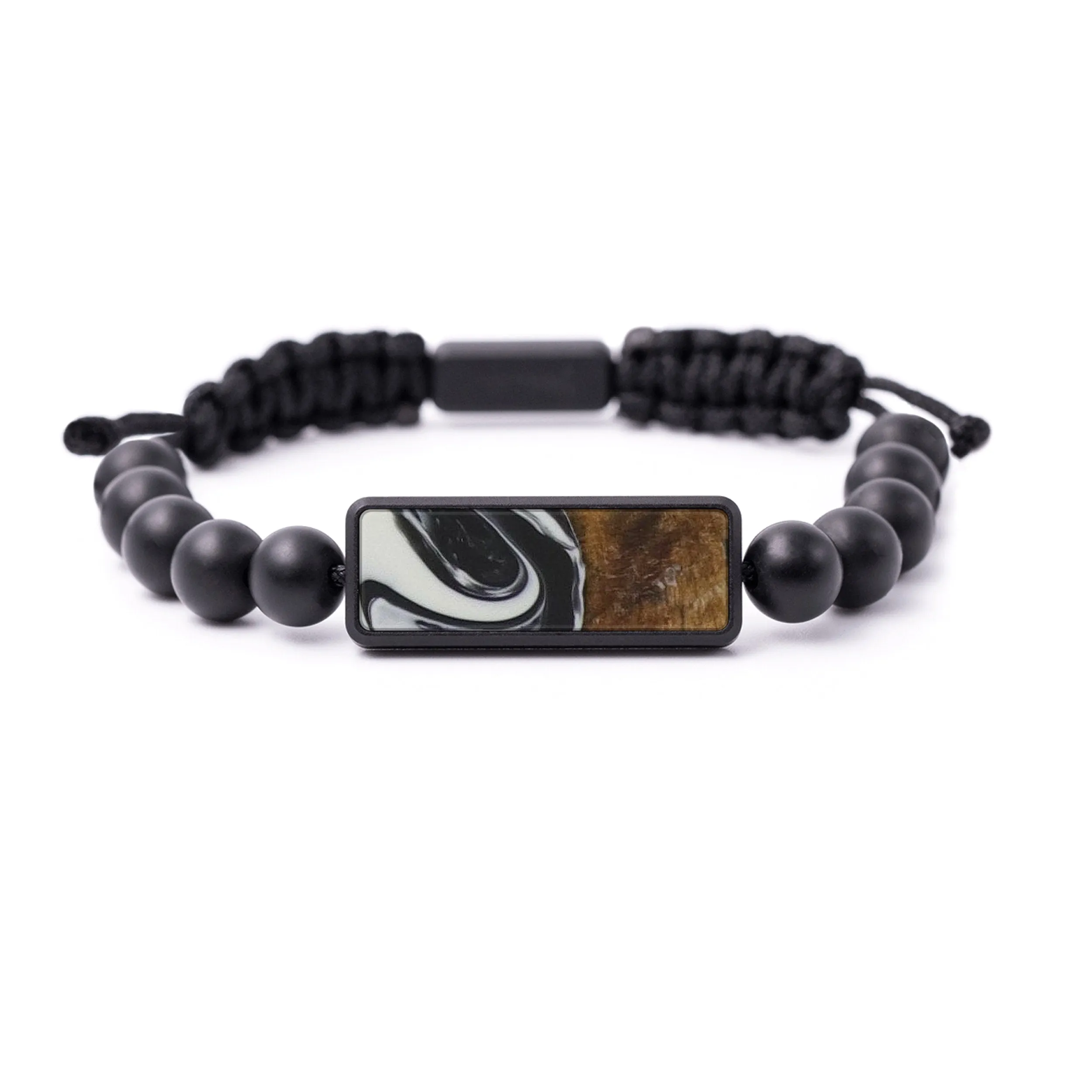 Bead Wood Resin Bracelet - Rijn (Black & White, 576036)