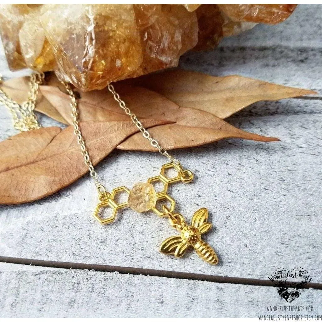 Bee honeycomb necklace