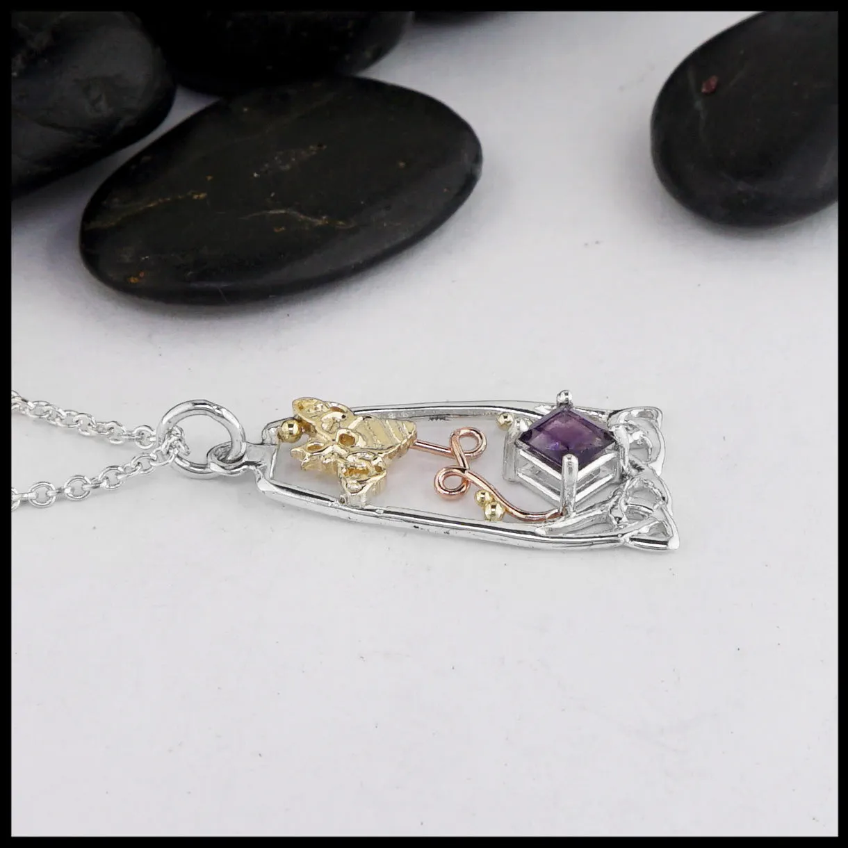 Bee Pendant with Amethyst