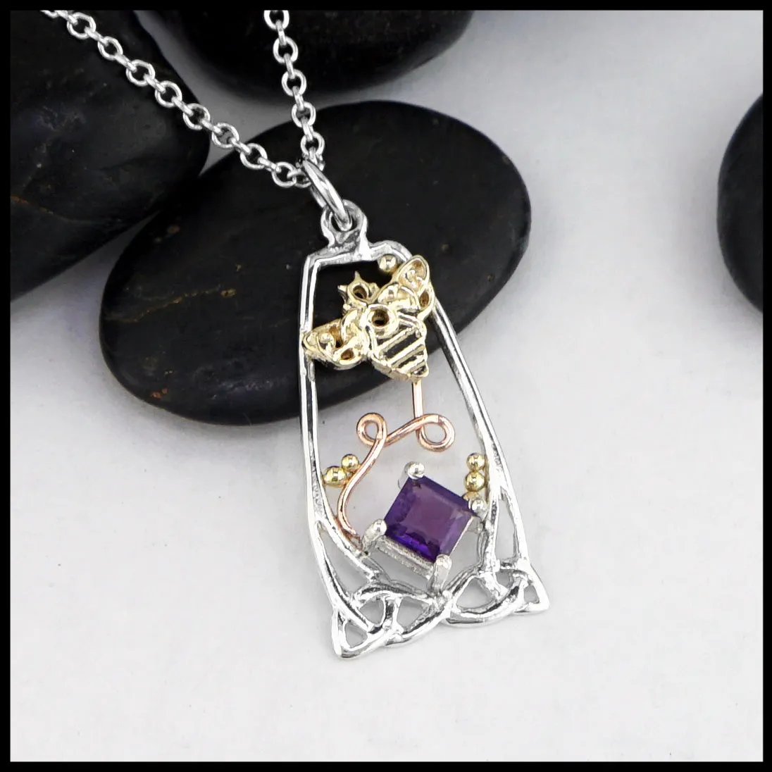 Bee Pendant with Amethyst