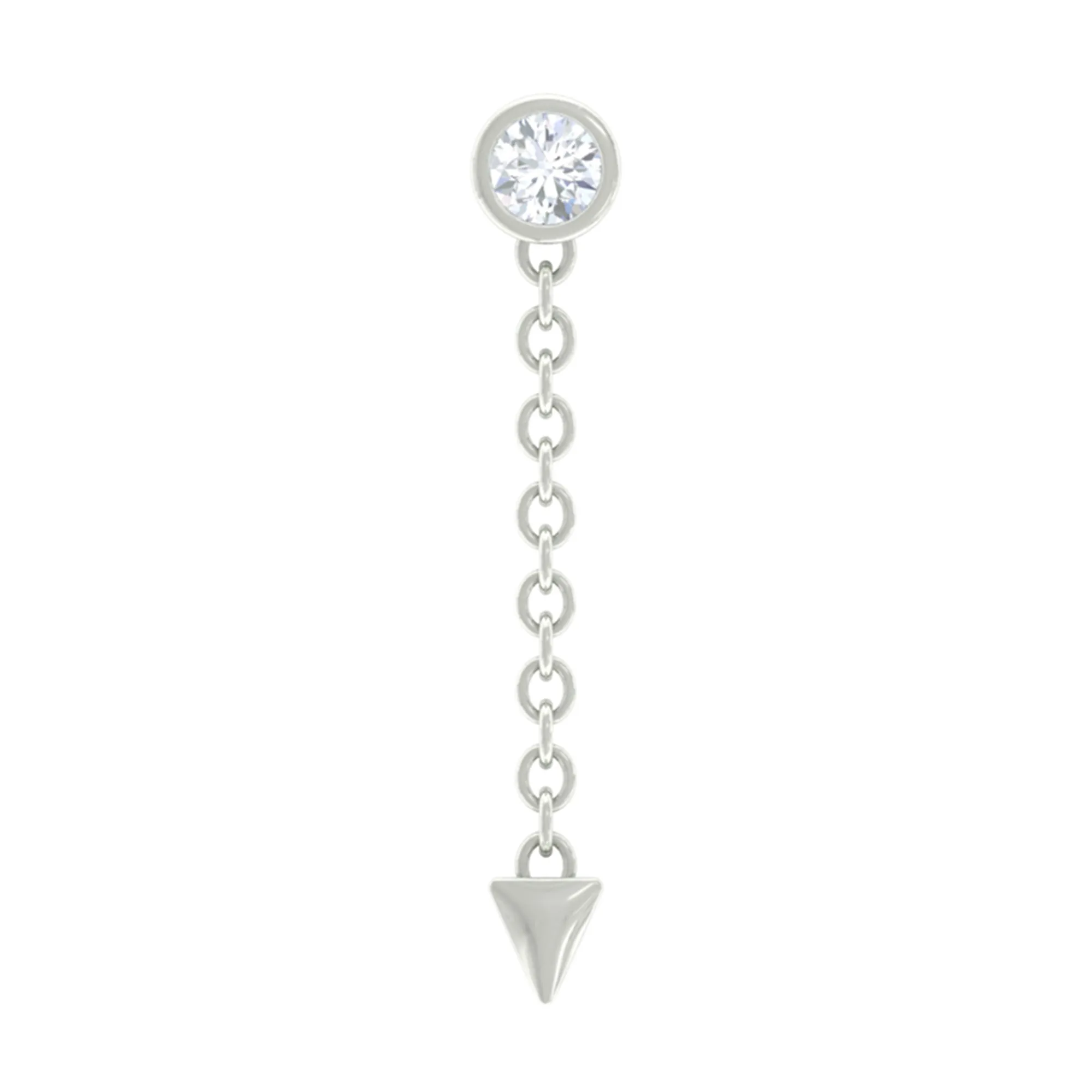 Bezel Set Diamond Chain Drop Earring for Cartilage Piercing