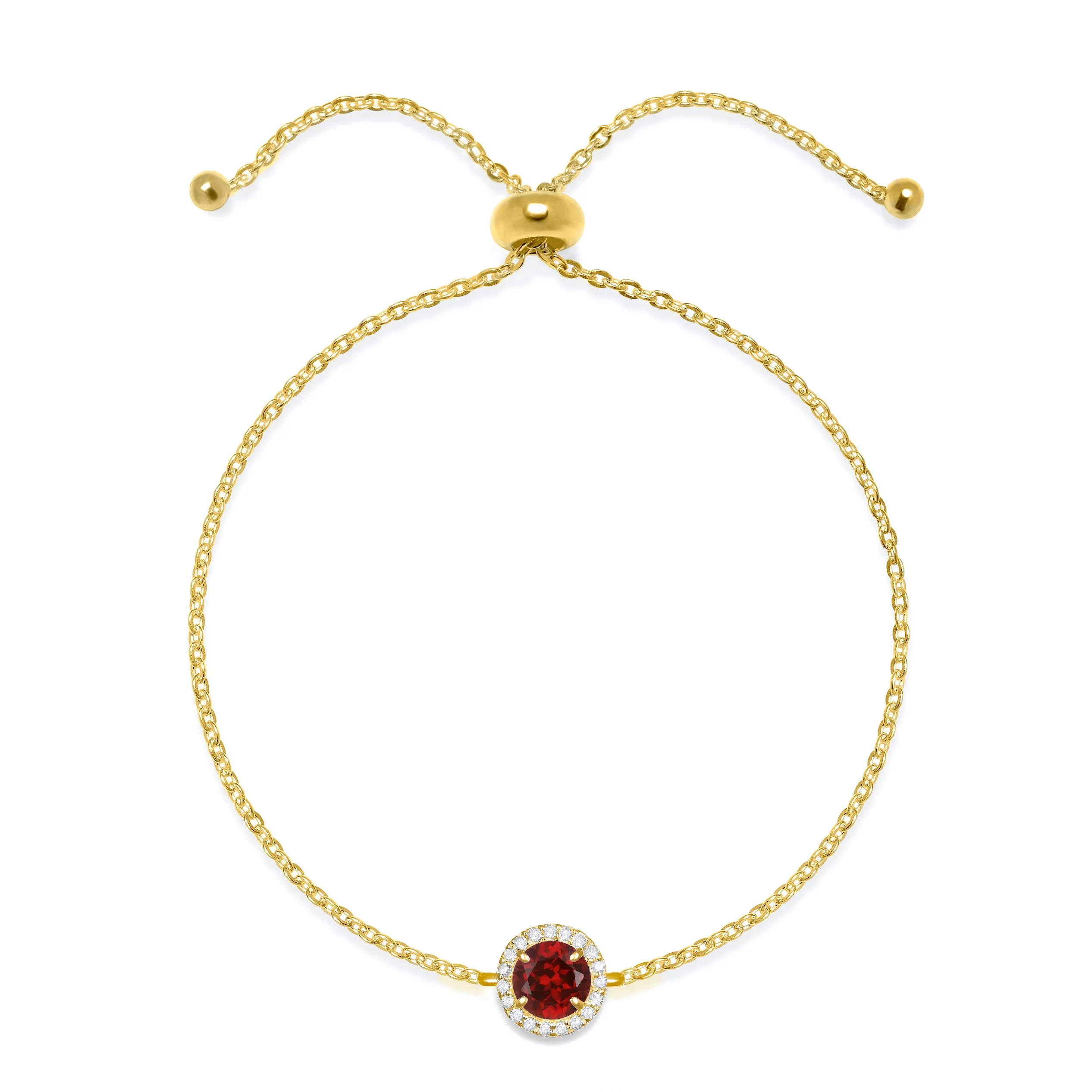 Birthstone & Diamond Bracelet- January Garnet