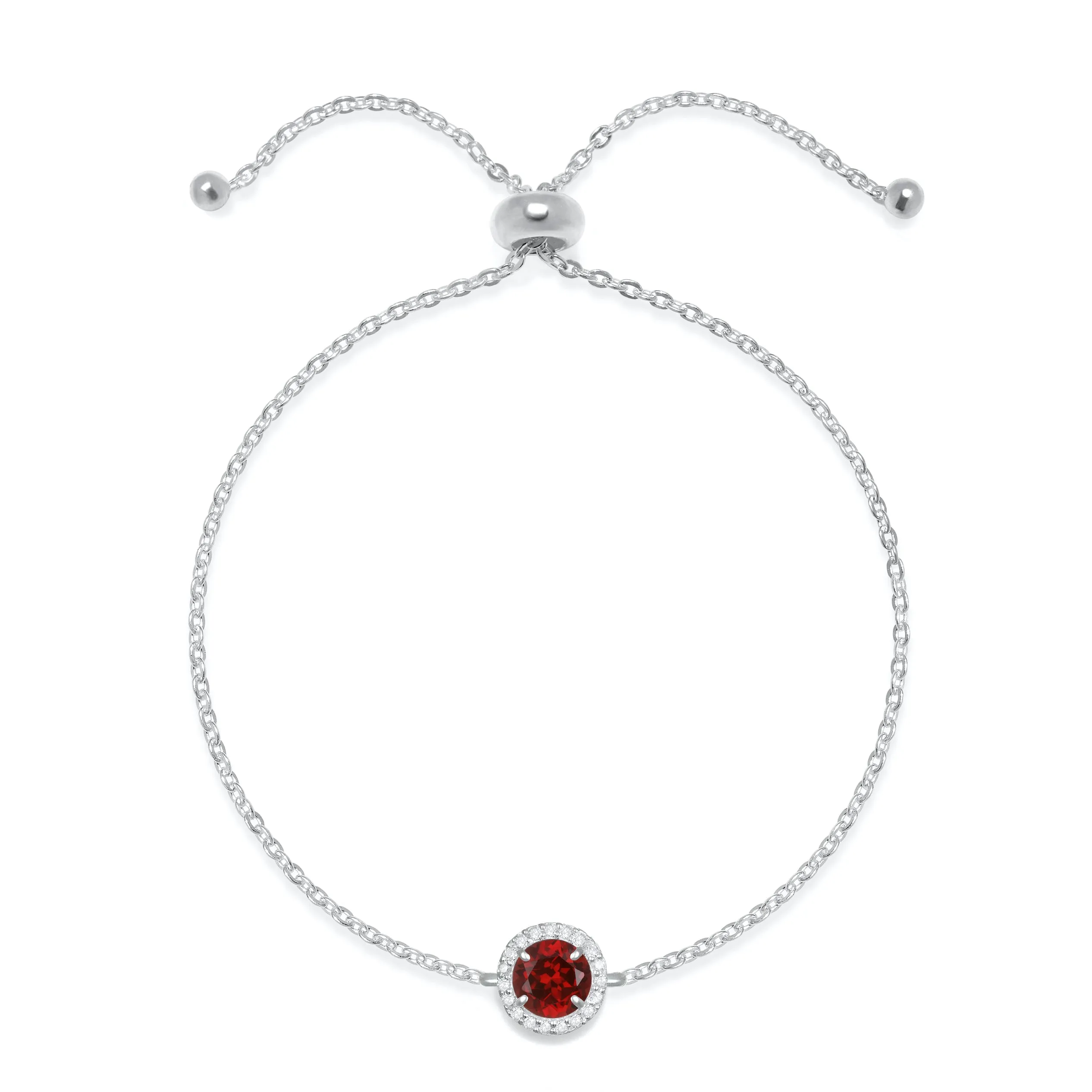 Birthstone & Diamond Bracelet- January Garnet