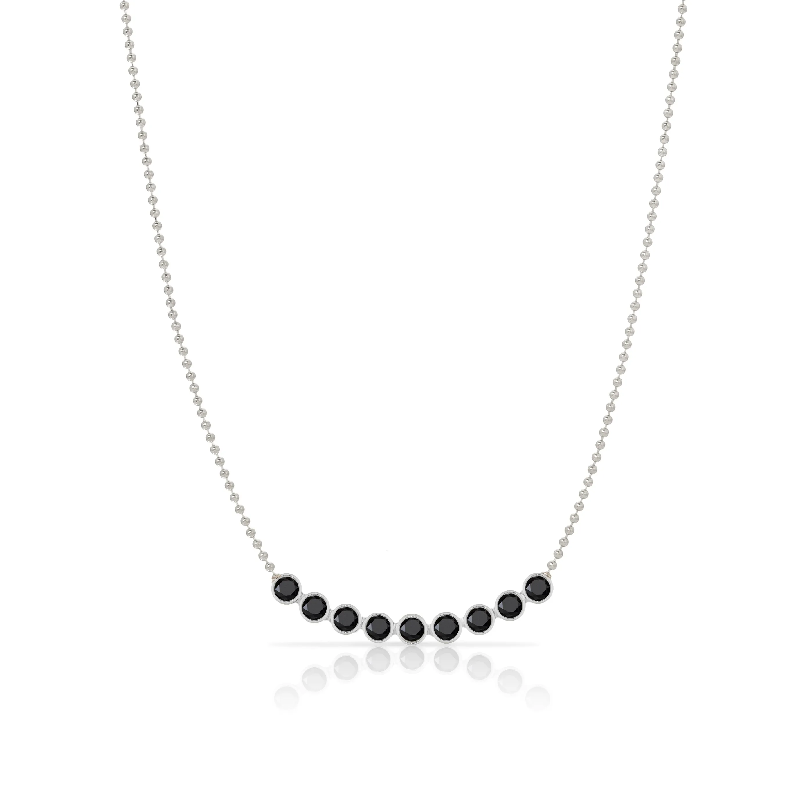 Birthstone Arc Layering Necklace - White Gold