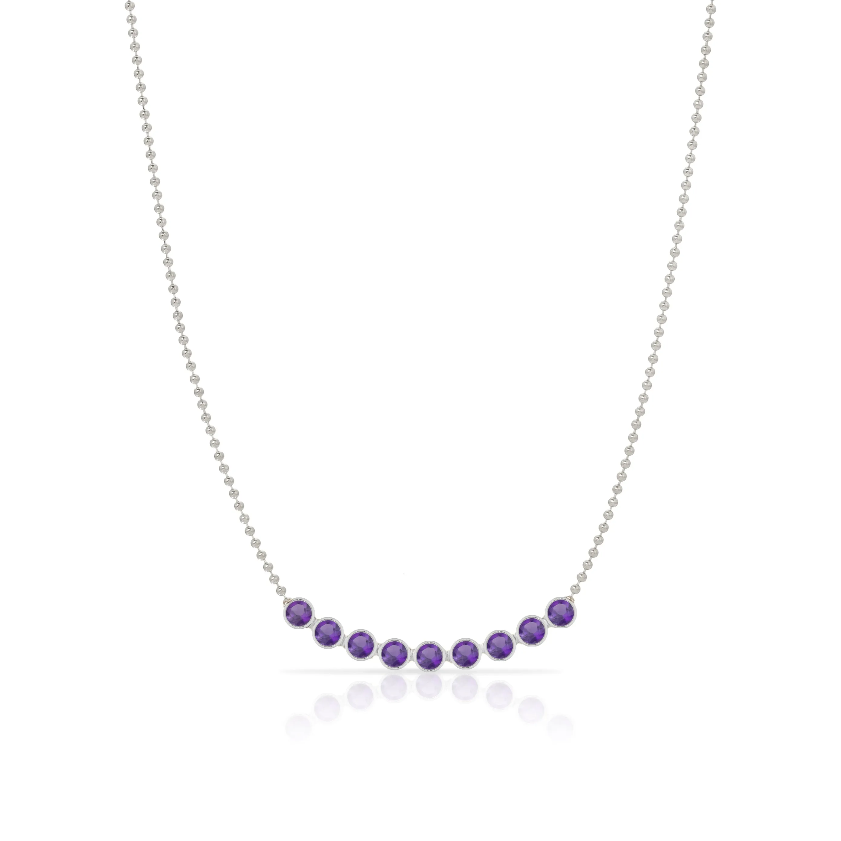 Birthstone Arc Layering Necklace - White Gold