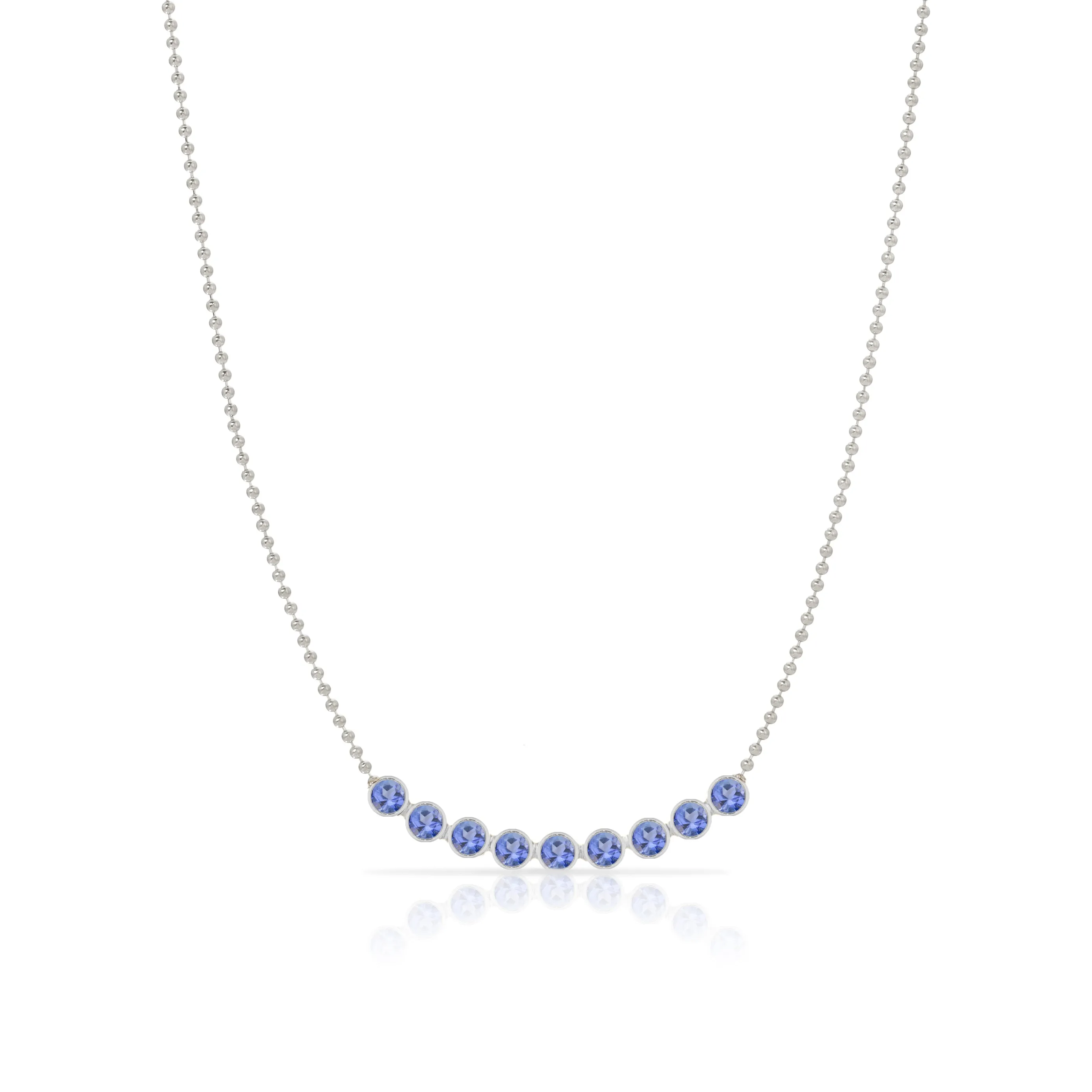 Birthstone Arc Layering Necklace - White Gold