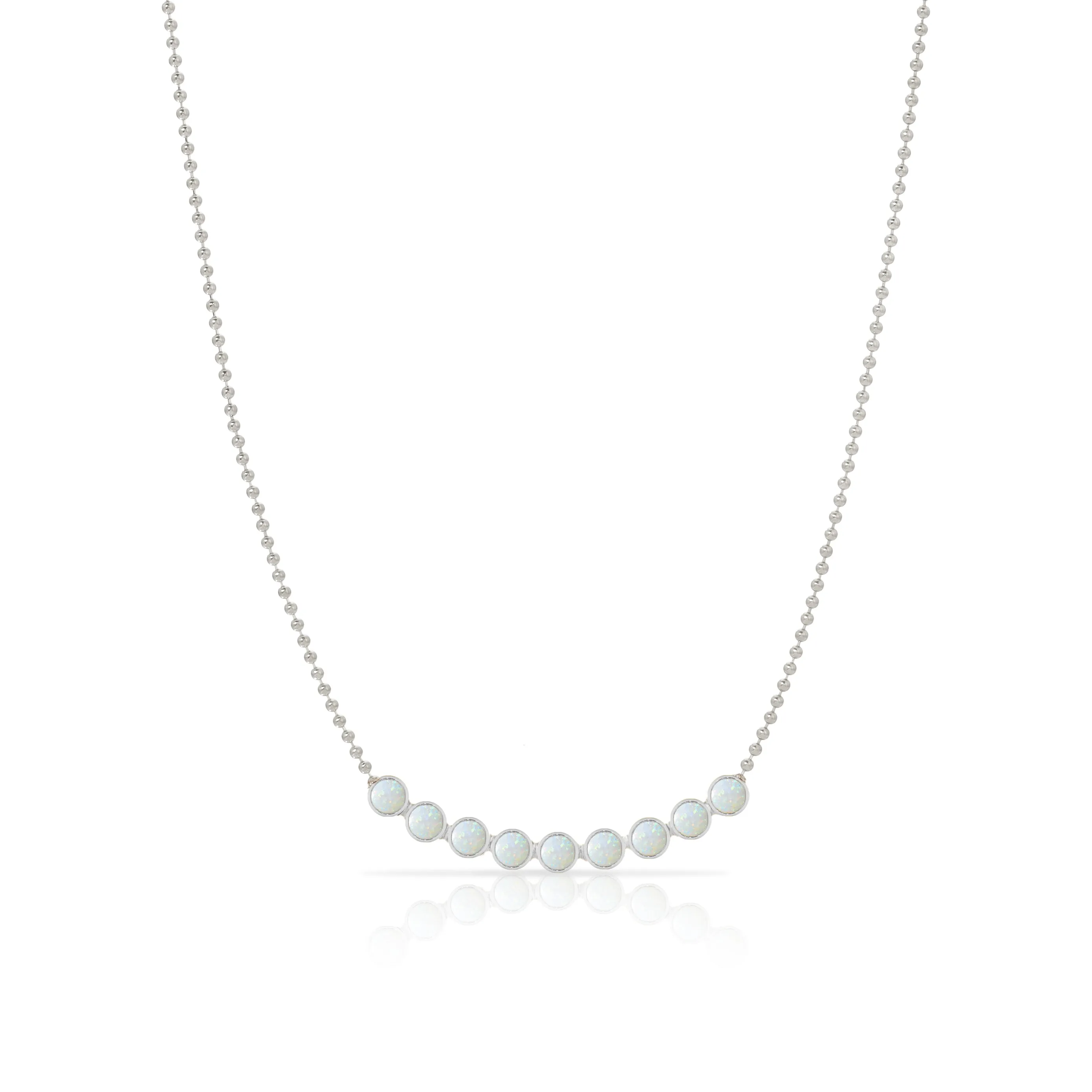 Birthstone Arc Layering Necklace - White Gold