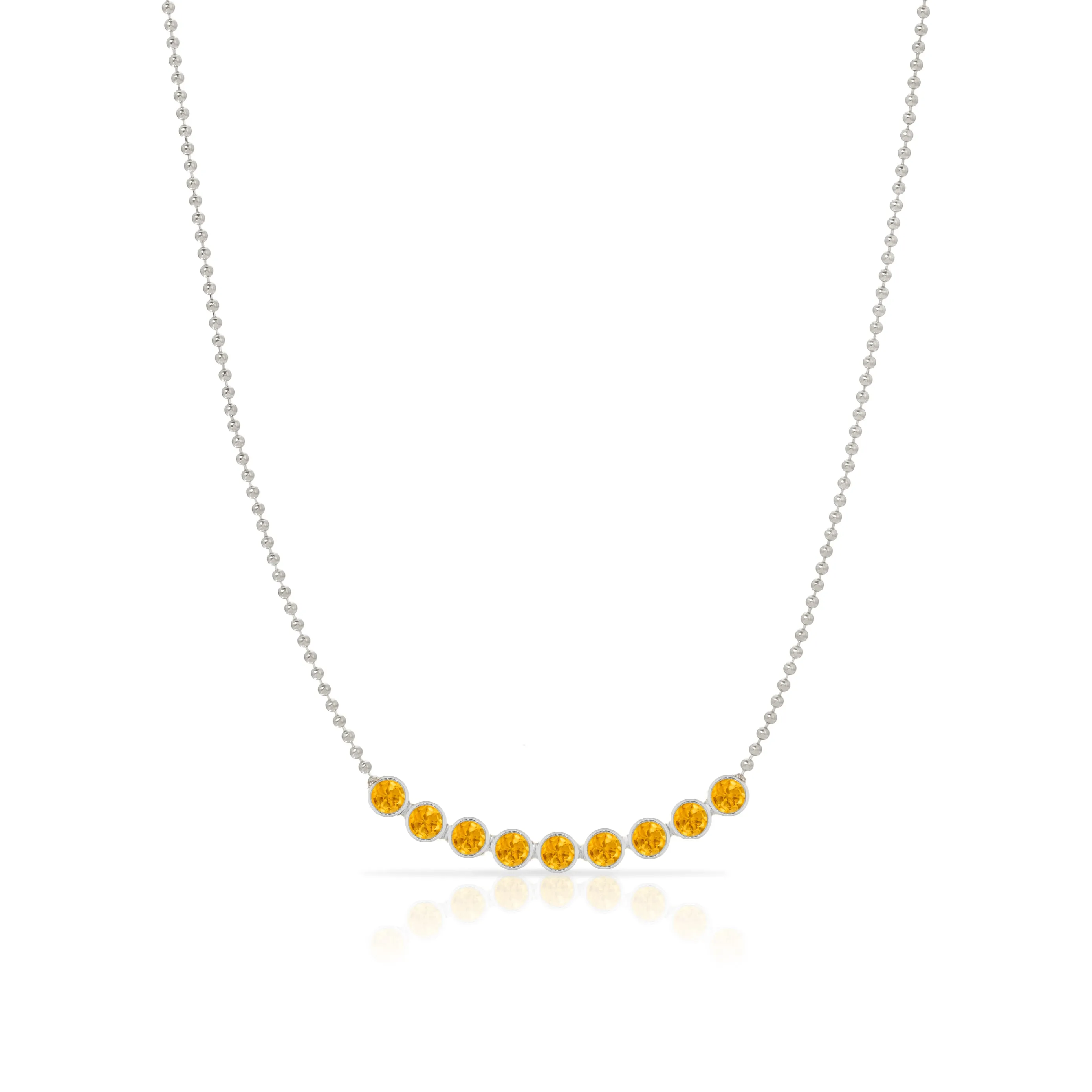 Birthstone Arc Layering Necklace - White Gold