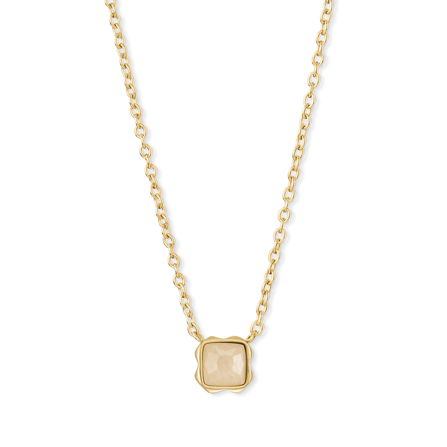 Birthstone June Necklace Cream Jade Gold