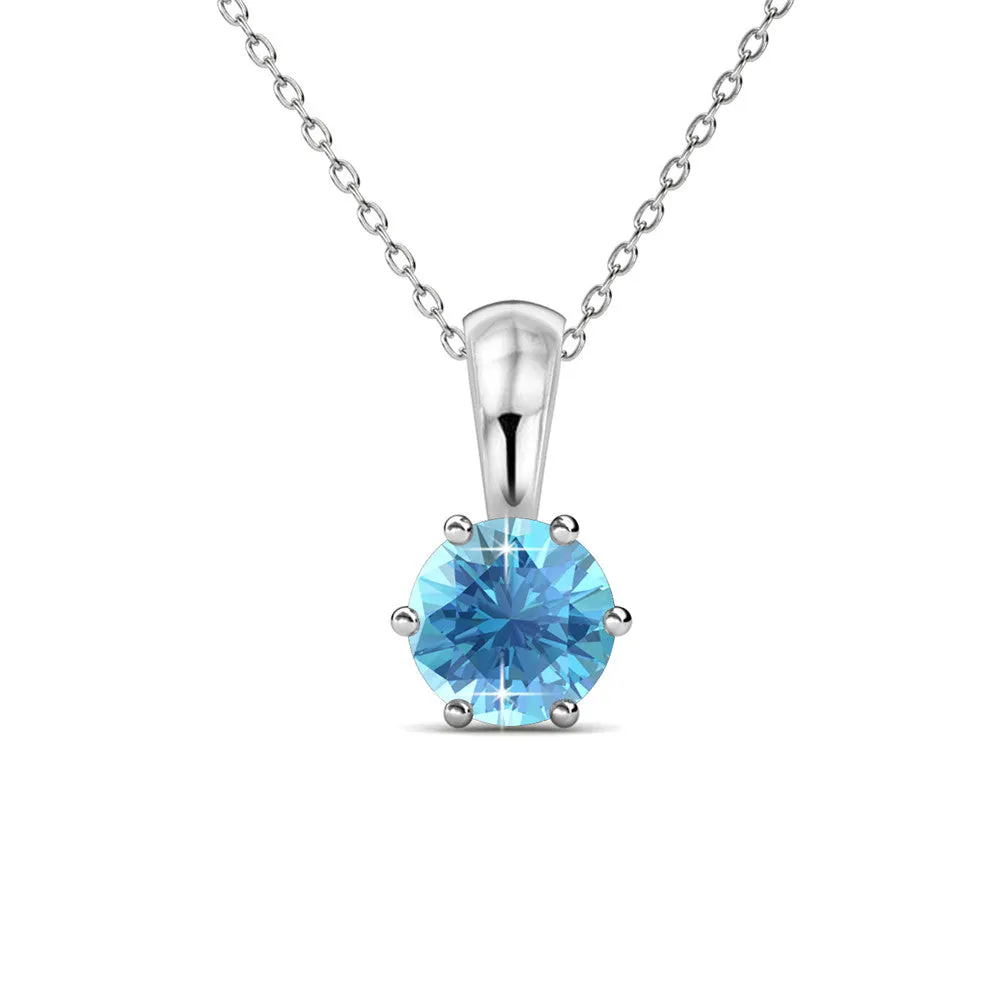 Birthstone Necklace 18k White Gold Plated Solitaire Necklace with 1CT Swarovski Crystal