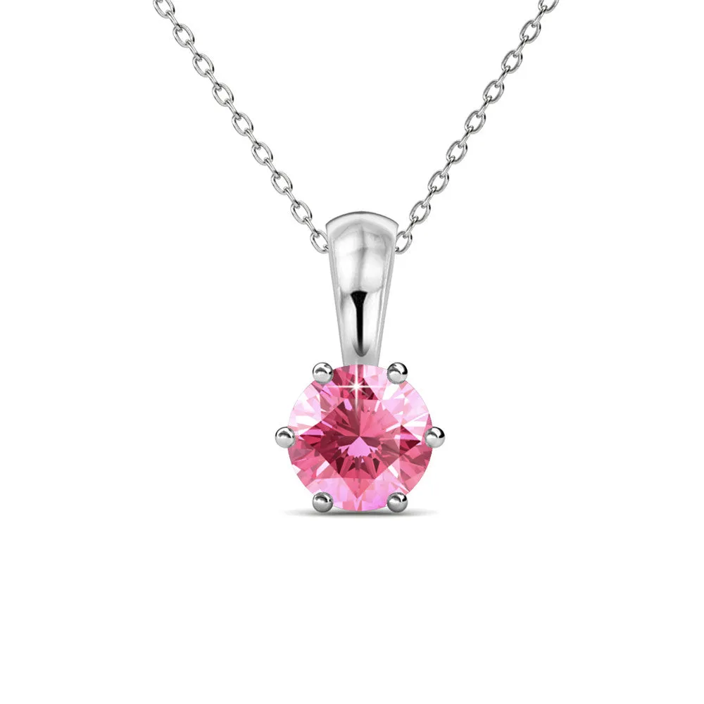 Birthstone Necklace 18k White Gold Plated Solitaire Necklace with 1CT Swarovski Crystal