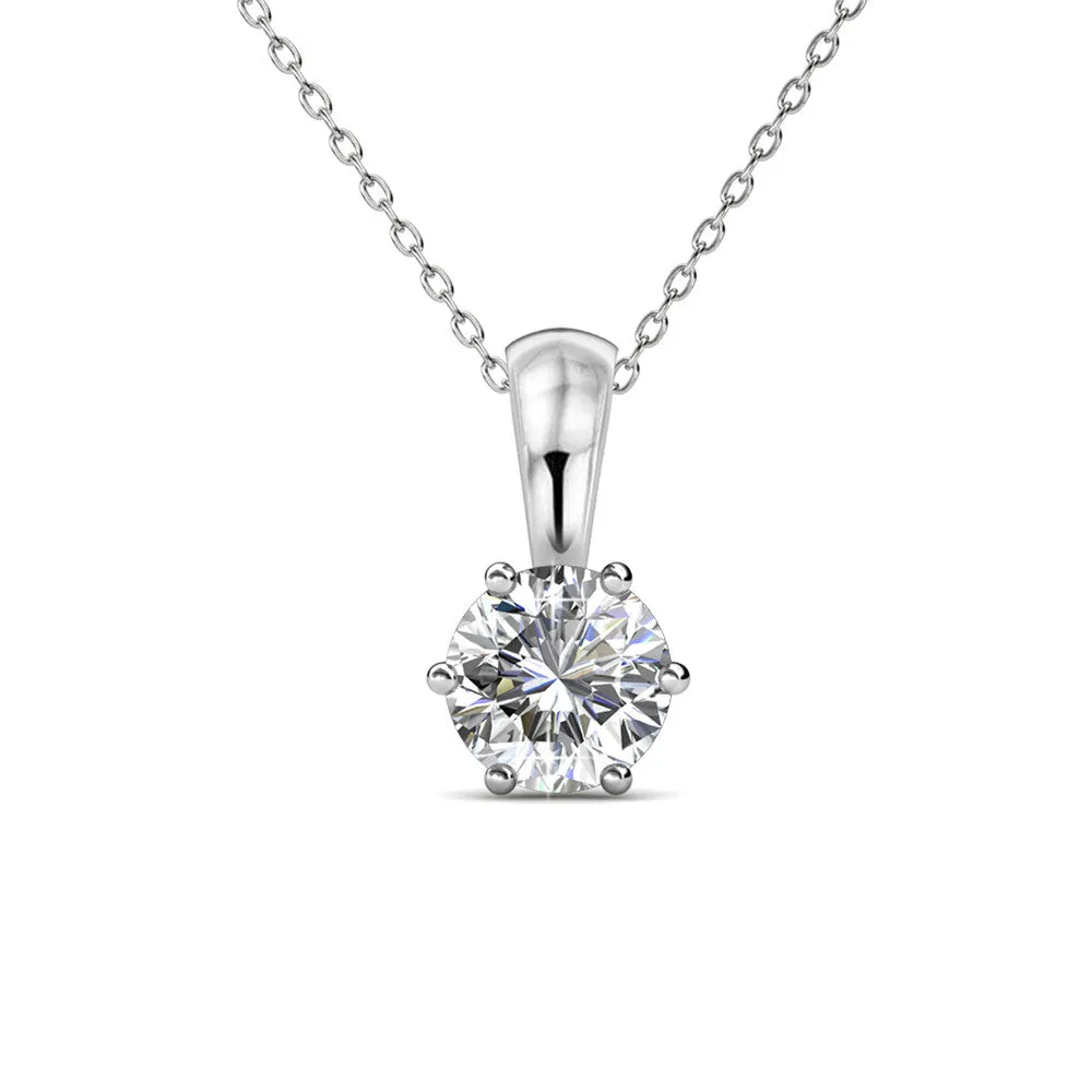 Birthstone Necklace 18k White Gold Plated Solitaire Necklace with 1CT Swarovski Crystal