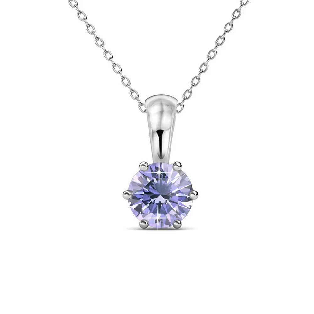 Birthstone Necklace 18k White Gold Plated Solitaire Necklace with 1CT Swarovski Crystal