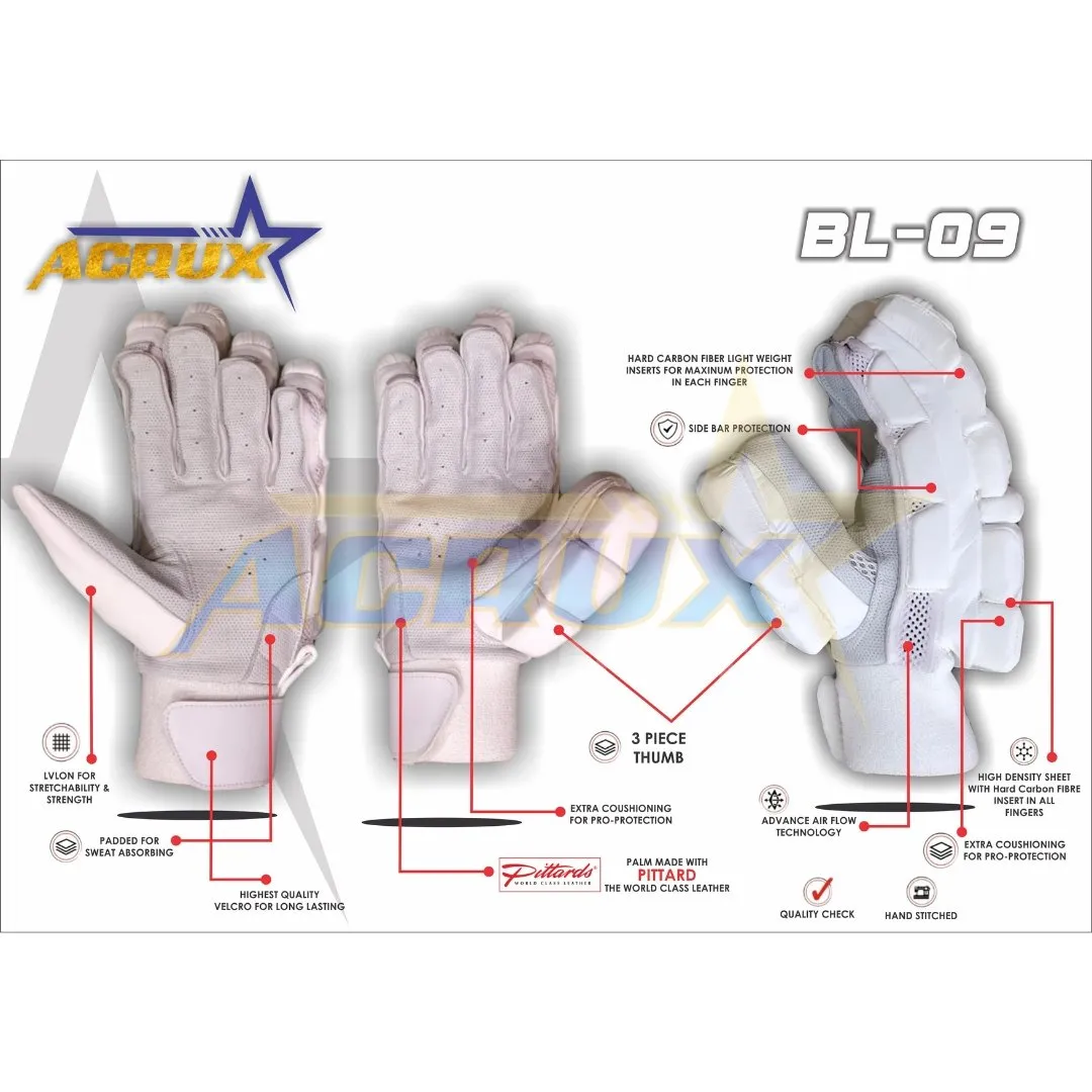 BL 09 Cricket Batting Gloves Pittard Palm - Clean skin