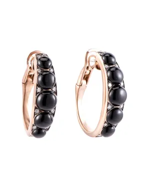 Black Jade and Diamond Half Hoop Earrings