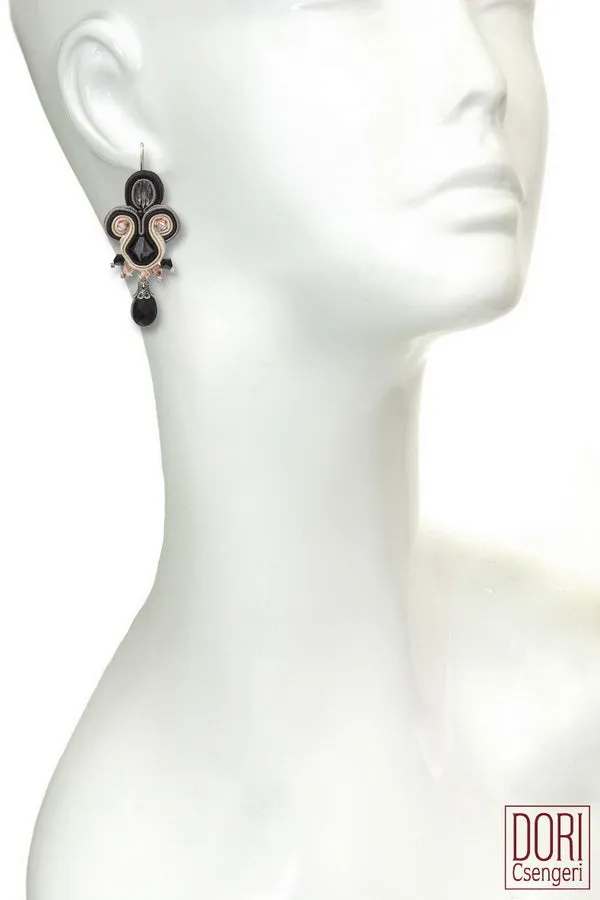 Black Mimosa Drop Earrings