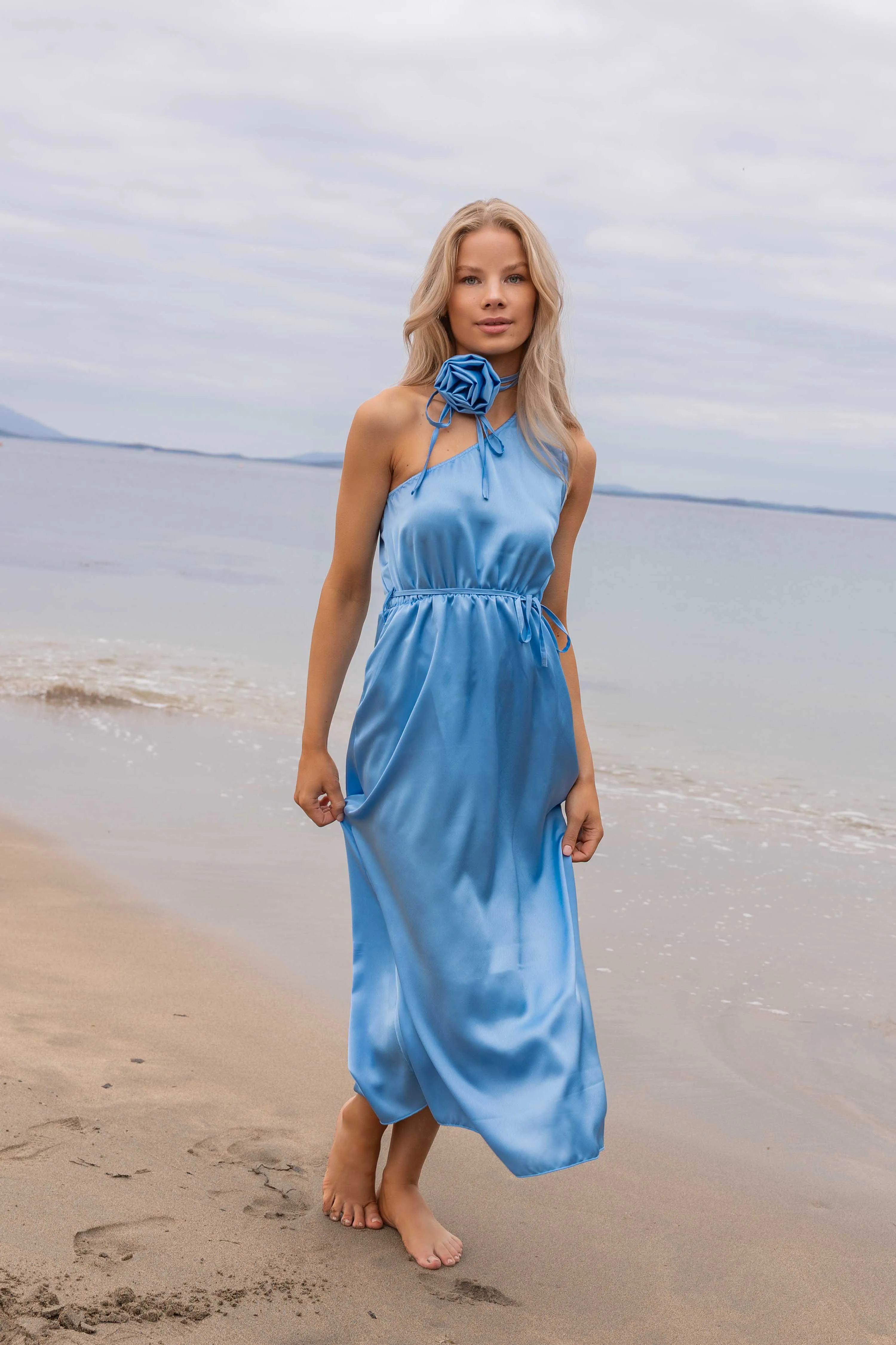 Blue Clodagh One Shoulder Midi Dress