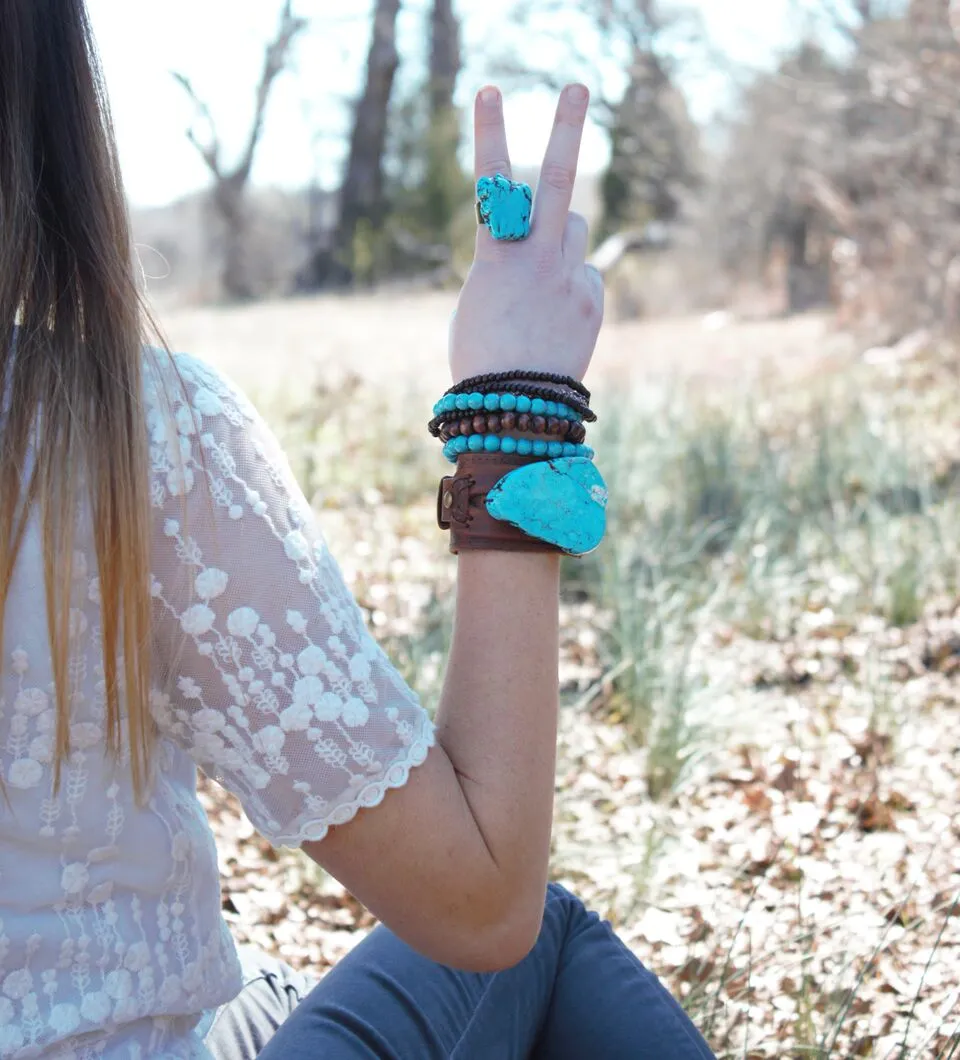 Blue Turquoise Stackable Stretch Bracelet 800u