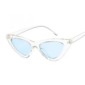 Blue Women Sexy Retro Small Cat Eye Sunglasses Colorful