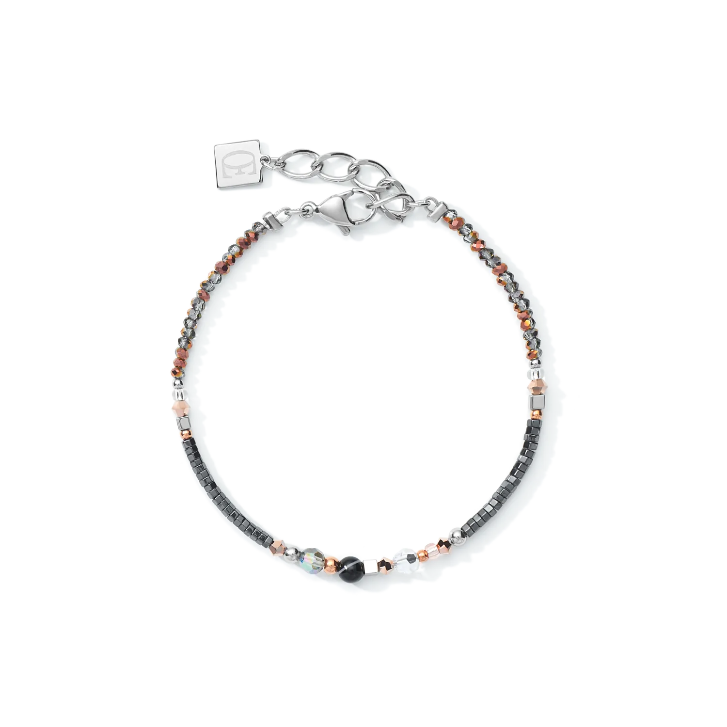 Bracelet Amulet small Crystals  & striped  onyx grey-crystal