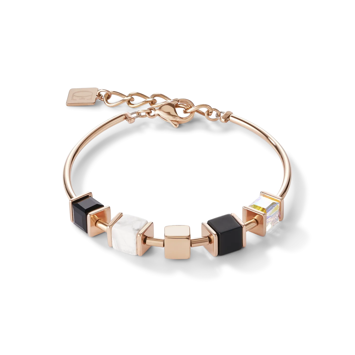 Bracelet GeoCUBE® & chain black-white