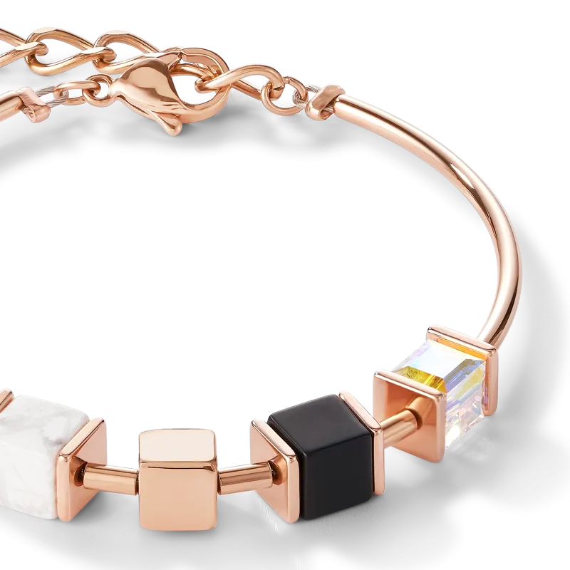 Bracelet GeoCUBE® & chain black-white