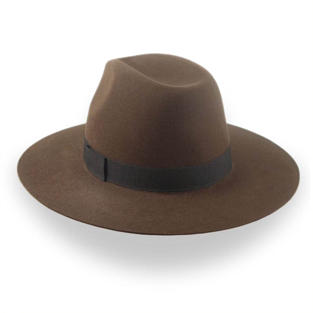 Brown Wide Brim Rancher Fedora Hat in Durable Fur Felt | The Crown