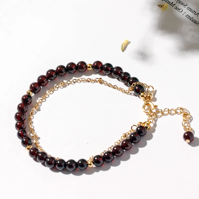 Burgundy Garnet Double Personality Sterling Silver Bracelet