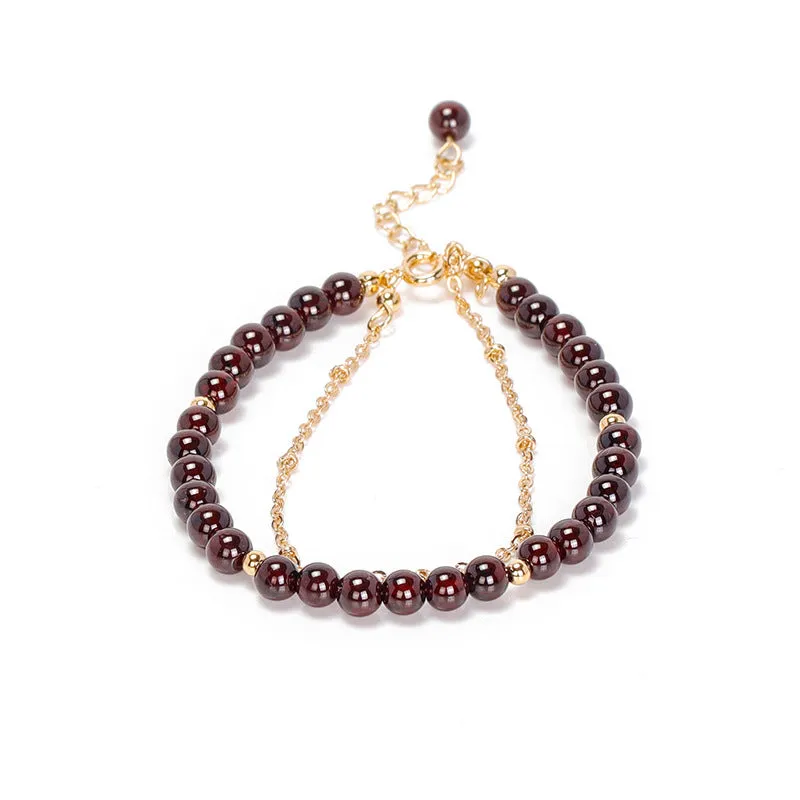 Burgundy Garnet Double Personality Sterling Silver Bracelet