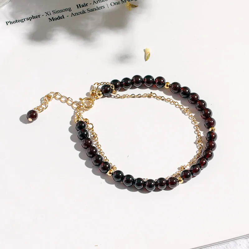 Burgundy Garnet Double Personality Sterling Silver Bracelet