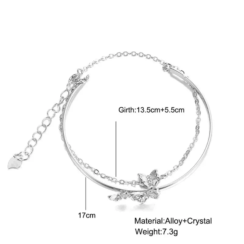 Butterfly Charm Cable Chain Bangle Bracelet