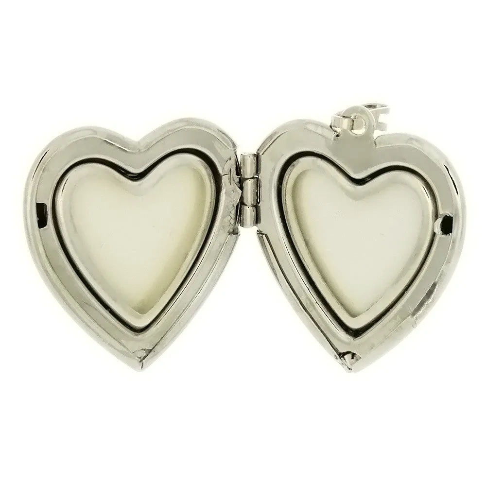 Cabochon Setting Locket Heart Pendant Holds 10x14 mm Oval Cabochon