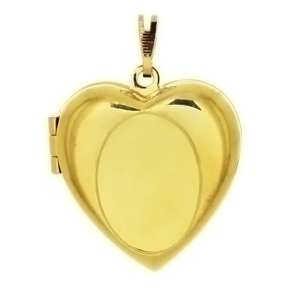 Cabochon Setting Locket Heart Pendant Holds 18x13 mm Oval Cabochon